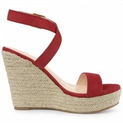 Allegra K Women's Slingback Crisscross Espadrille Wedge Heel Sandals Shoes