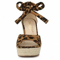 Allegra K Women's Espadrilles Tie Up Ankle Strap Wedge Sandals 45 Allegra K Women's Espadrilles Tie Up Ankle Strap Wedge Sandals