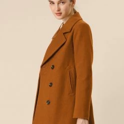 Allegra K Classic Double Breast Peacoat 34 Allegra K Classic Double Breast Peacoat