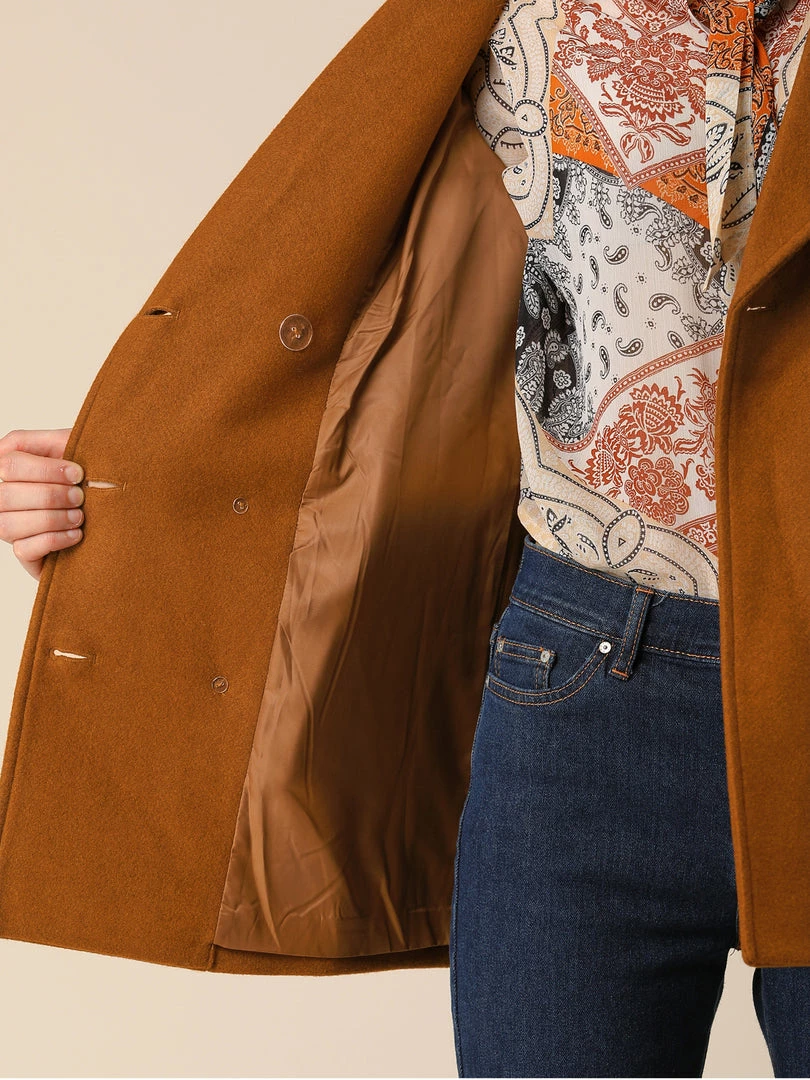 Allegra K Classic Double Breast Peacoat 16 Allegra K Classic Double Breast Peacoat