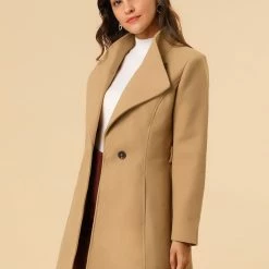 Allegra K Women's Classic Stand Collar Long Sleeve Winter Belted Long Coat 51 Allegra K Women's Classic Stand Collar Long Sleeve Winter Belted Long Coat