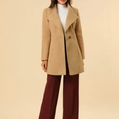 Allegra K Women's Classic Stand Collar Long Sleeve Winter Belted Long Coat 54 Allegra K Women's Classic Stand Collar Long Sleeve Winter Belted Long Coat