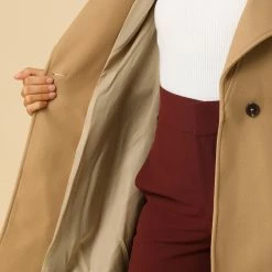 Allegra K Women's Classic Stand Collar Long Sleeve Winter Belted Long Coat 55 Allegra K Women's Classic Stand Collar Long Sleeve Winter Belted Long Coat