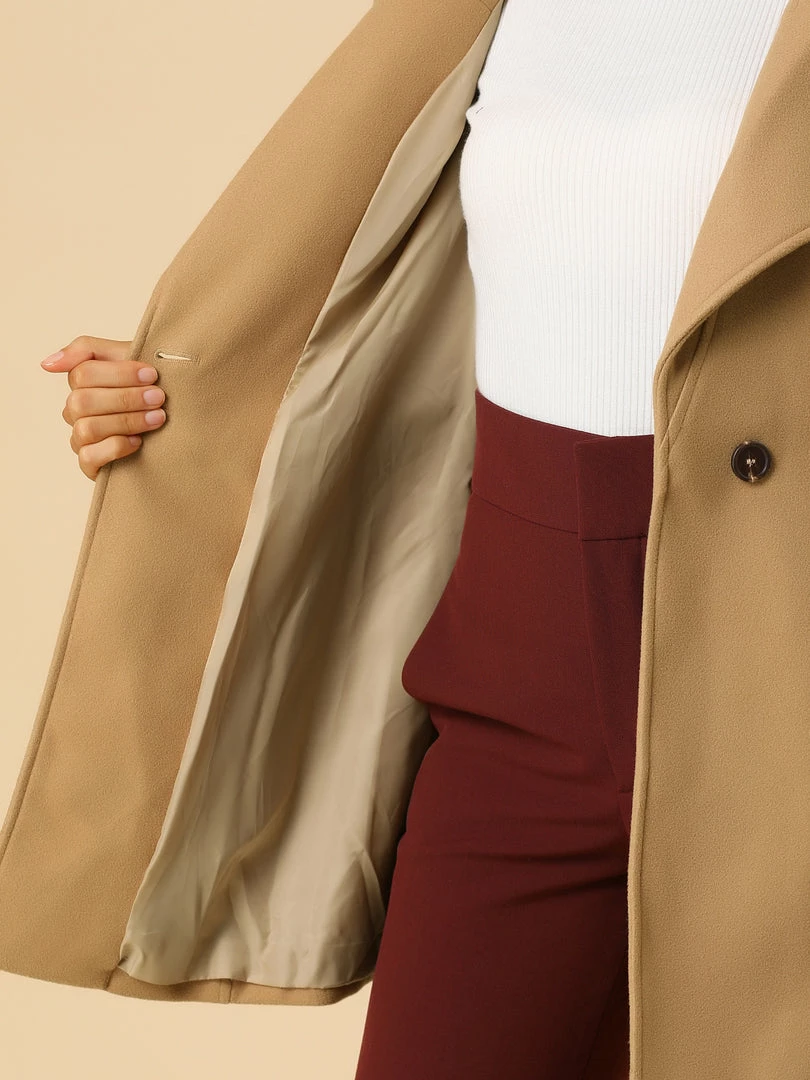 Allegra K Women's Classic Stand Collar Long Sleeve Winter Belted Long Coat 9 Allegra K Women's Classic Stand Collar Long Sleeve Winter Belted Long Coat