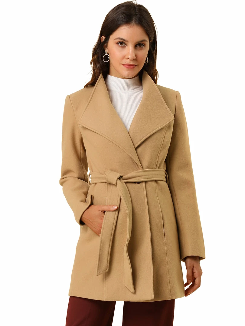 Allegra K Women's Classic Stand Collar Long Sleeve Winter Belted Long Coat 3 Allegra K Women's Classic Stand Collar Long Sleeve Winter Belted Long Coat