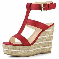 Allegra K Women's Strappy Espadrille Wedge High Platform Sandal Shoes