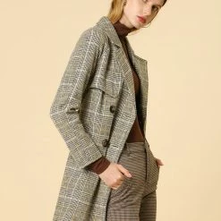 Allegra K Wool-Blend Raglan Sleeve Storm Flap Plaids Trench Coat 14 Allegra K Wool-Blend Raglan Sleeve Storm Flap Plaids Trench Coat