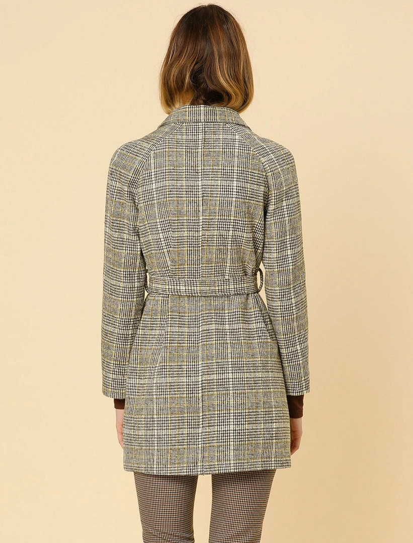 Allegra K Wool-Blend Raglan Sleeve Storm Flap Plaids Trench Coat 8 Allegra K Wool-Blend Raglan Sleeve Storm Flap Plaids Trench Coat