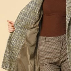 Allegra K Wool-Blend Raglan Sleeve Storm Flap Plaids Trench Coat 16 Allegra K Wool-Blend Raglan Sleeve Storm Flap Plaids Trench Coat