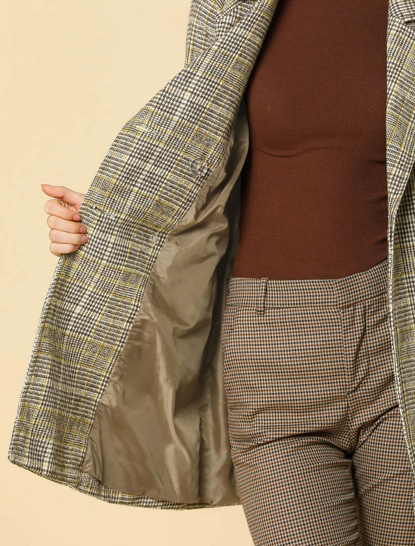 Allegra K Wool-Blend Raglan Sleeve Storm Flap Plaids Trench Coat 9 Allegra K Wool-Blend Raglan Sleeve Storm Flap Plaids Trench Coat