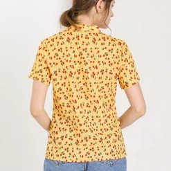 Allegra K Tie Bow Neck Cherry Printed Blouse Clothing 158 Allegra K Tie Bow Neck Cherry Printed Blouse Clothing