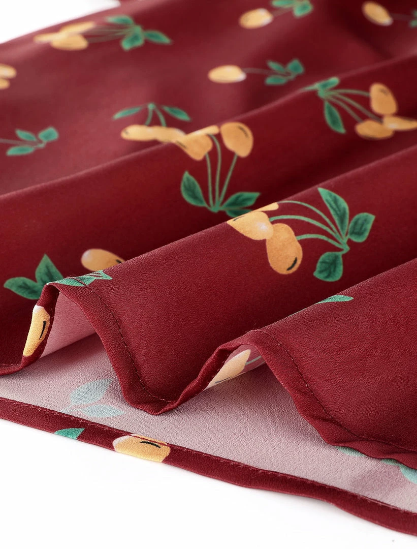 Allegra K Tie Bow Neck Cherry Printed Blouse Clothing 51 Allegra K Tie Bow Neck Cherry Printed Blouse Clothing