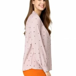 Allegra K Women's Heart Polka Dots Button Up Notched Lapel V Neck Shirt Tops 145 Allegra K Women's Heart Polka Dots Button Up Notched Lapel V Neck Shirt Tops