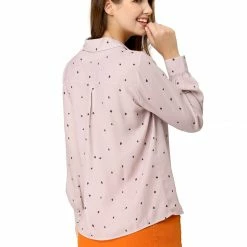 Allegra K Women's Heart Polka Dots Button Up Notched Lapel V Neck Shirt Tops 146 Allegra K Women's Heart Polka Dots Button Up Notched Lapel V Neck Shirt Tops