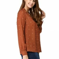 Allegra K Women's Heart Polka Dots Button Up Notched Lapel V Neck Shirt Tops 139 Allegra K Women's Heart Polka Dots Button Up Notched Lapel V Neck Shirt Tops