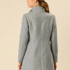 Allegra K Women's Classic Stand Collar Long Sleeve Winter Belted Long Coat 74 Allegra K Women's Classic Stand Collar Long Sleeve Winter Belted Long Coat