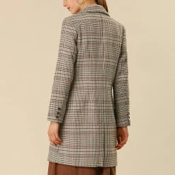 Allegra K Wool-Blend Notched Lapel Two-Button Plaid Coat 15 Allegra K Wool-Blend Notched Lapel Two-Button Plaid Coat