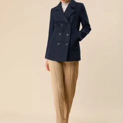 Allegra K Classic Double Breast Peacoat 26 Allegra K Classic Double Breast Peacoat
