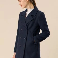 Allegra K Classic Double Breast Peacoat 27 Allegra K Classic Double Breast Peacoat