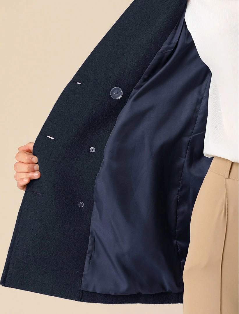 Allegra K Classic Double Breast Peacoat 9 Allegra K Classic Double Breast Peacoat