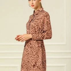 Allegra K Buttoned Flap Pockets Short Leopard Dress 13 Allegra K Buttoned Flap Pockets Short Leopard Dress
