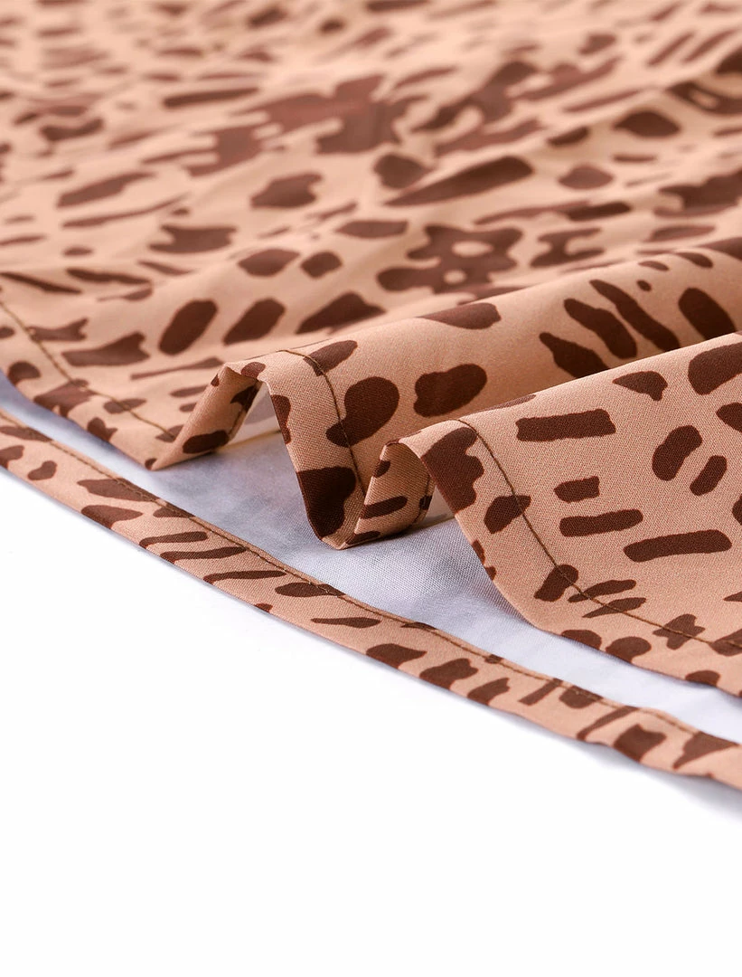 Allegra K Buttoned Flap Pockets Short Leopard Dress 9 Allegra K Buttoned Flap Pockets Short Leopard Dress