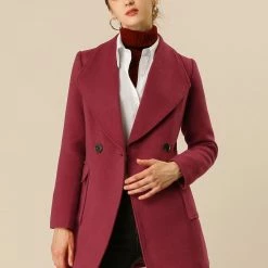 Allegra K Shawl Collar Overcoat With Pockets