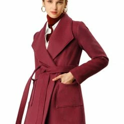 Allegra K Shawl Collar Overcoat With Pockets