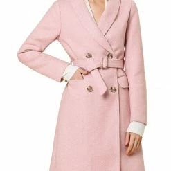 Allegra K Wool-Blend Shawl Collar Double Breasted Overcoat With Flap Pockets