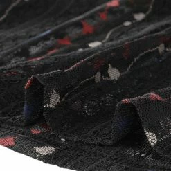 Allegra K 3/4 Sleeves Ruffle Mock Neck Sheer Lace Top