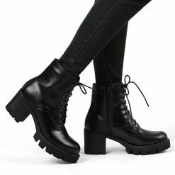 Allegra K Women's Platform Chunky Heel Combat Boots