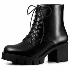 Allegra K Women's Platform Chunky Heel Combat Boots