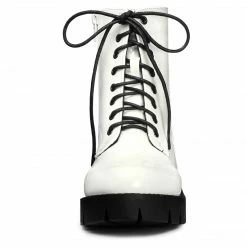 Allegra K Women's Platform Chunky Heel Combat Boots
