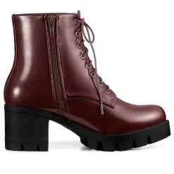 Allegra K Women's Platform Chunky Heel Combat Boots