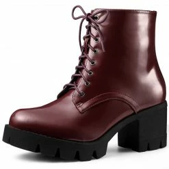 Allegra K Women's Platform Chunky Heel Combat Boots