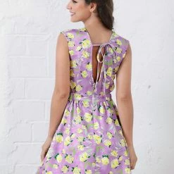 Allegra K Floral V Neck Sleeveless Cutout Dress Women