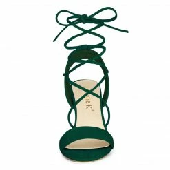 Allegra K Shoes Women's Slingback Lace Up Block Heels Sandals
