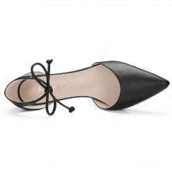 Allegra K Shoes Women Ankle Tie Chunky Heel Pointed Toe Dress Pumps