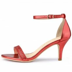 Allegra K Shoes Women's Stiletto Heel Rhinestone Ankle Strap Heels Sandals