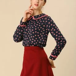 Allegra K Ruffle Peter Pan Collar Long Sleeve Sweet Casual Blouse 105 Allegra K Ruffle Peter Pan Collar Long Sleeve Sweet Casual Blouse