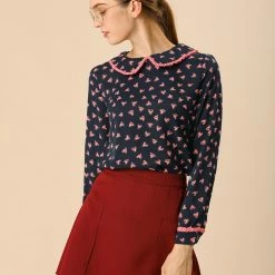 Allegra K Ruffle Peter Pan Collar Long Sleeve Sweet Casual Blouse 107 Allegra K Ruffle Peter Pan Collar Long Sleeve Sweet Casual Blouse