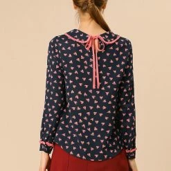 Allegra K Ruffle Peter Pan Collar Long Sleeve Sweet Casual Blouse 108 Allegra K Ruffle Peter Pan Collar Long Sleeve Sweet Casual Blouse