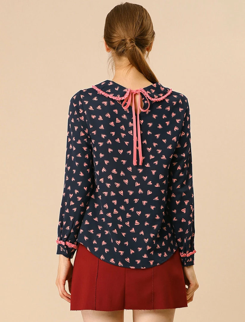 Allegra K Ruffle Peter Pan Collar Long Sleeve Sweet Casual Blouse 37 Allegra K Ruffle Peter Pan Collar Long Sleeve Sweet Casual Blouse