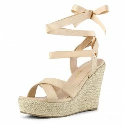 Allegra K Shoes Women's Espadrille Platform Lace Up Wedges Sandals