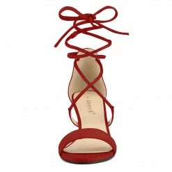 Allegra K Women's Kitten Heel Lace Up Open Toe Sandals