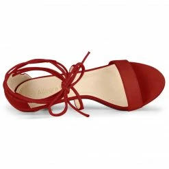 Allegra K Women's Kitten Heel Lace Up Open Toe Sandals