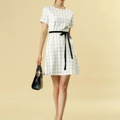 Allegra K Tie Waist Fit And Flare A-line Dress 12 Allegra K Tie Waist Fit And Flare A-line Dress