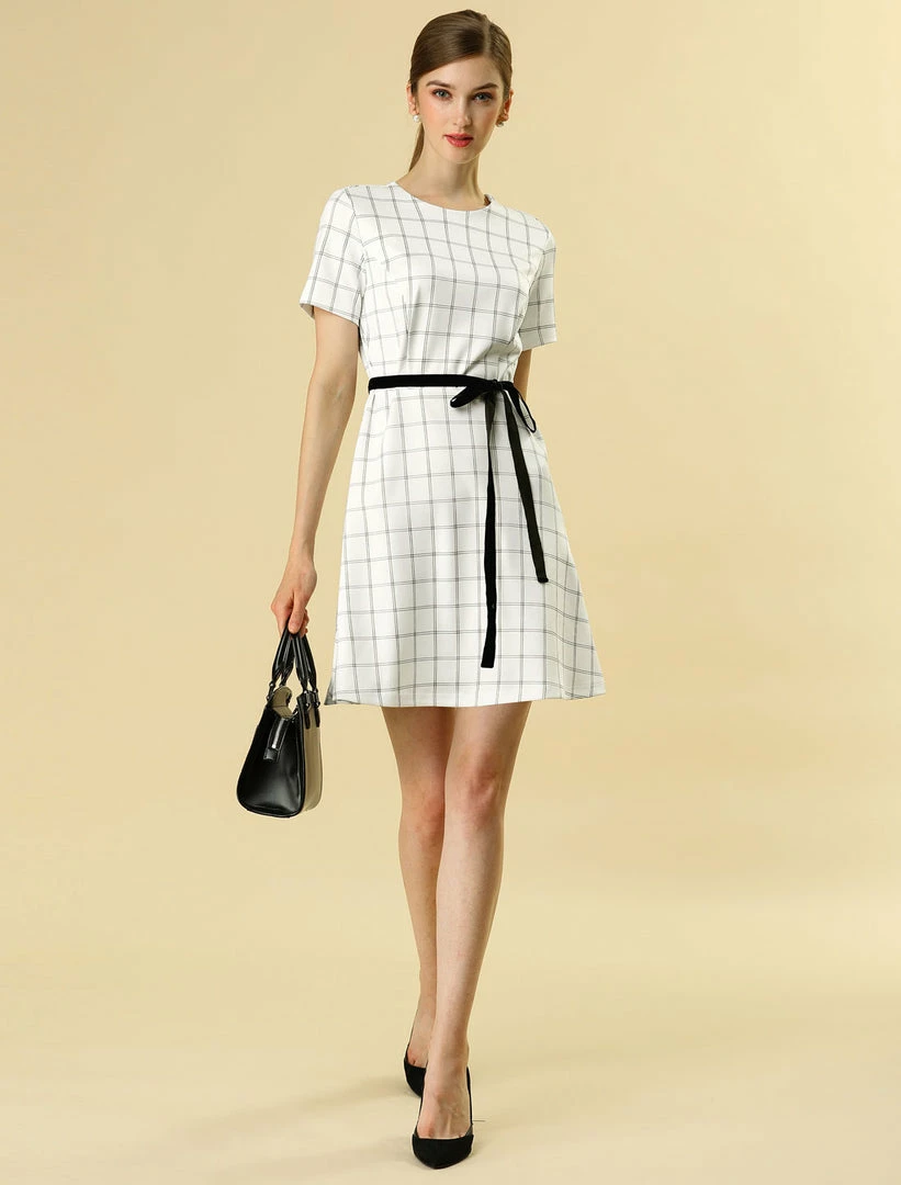 Allegra K Tie Waist Fit And Flare A-line Dress 6 Allegra K Tie Waist Fit And Flare A-line Dress