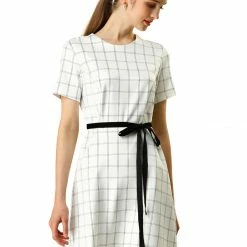 Allegra K Tie Waist Fit And Flare A-line Dress
