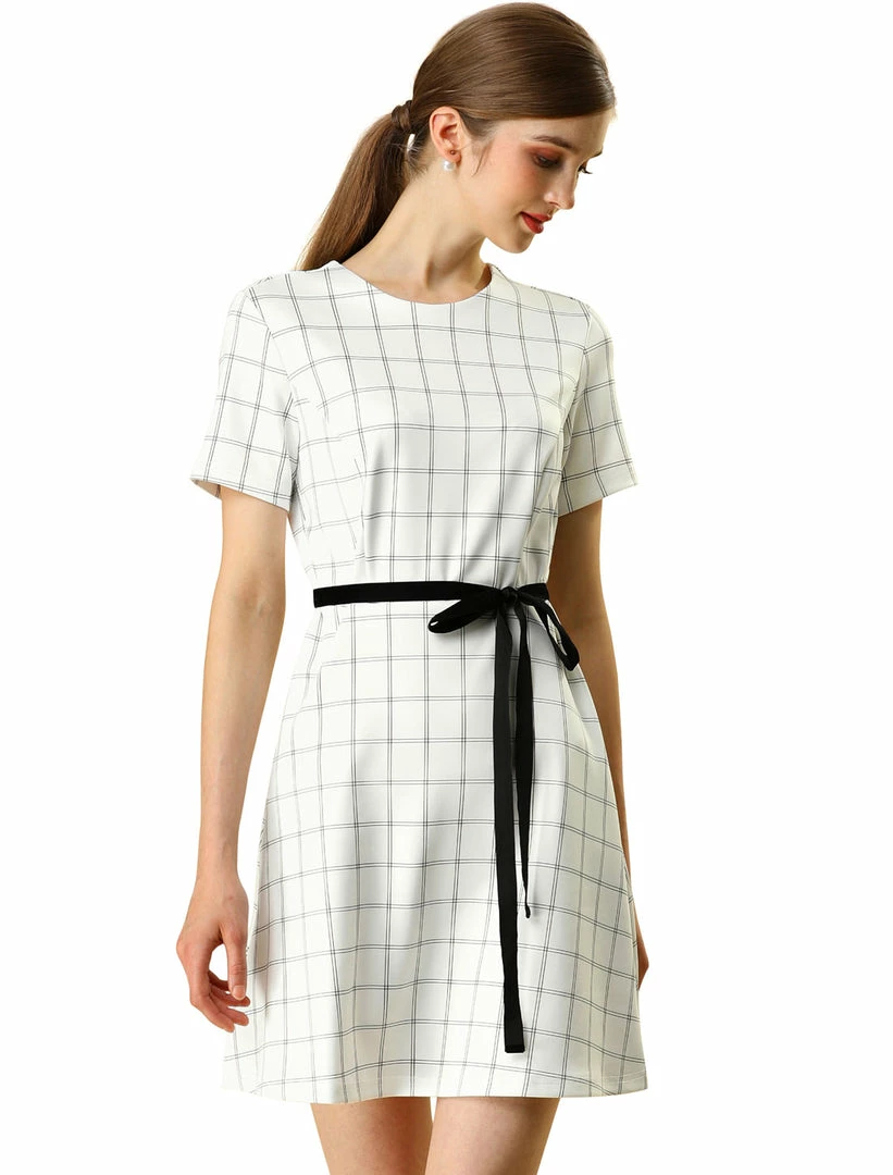 Allegra K Tie Waist Fit And Flare A-line Dress 4 Allegra K Tie Waist Fit And Flare A-line Dress